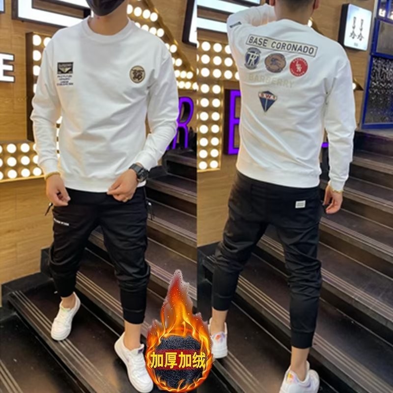 2025 NEW 2025 2022 Autumn New Round Neck Sweatshirt Men's Trendy Brand Long Sleeve Jacket Slim Fit B