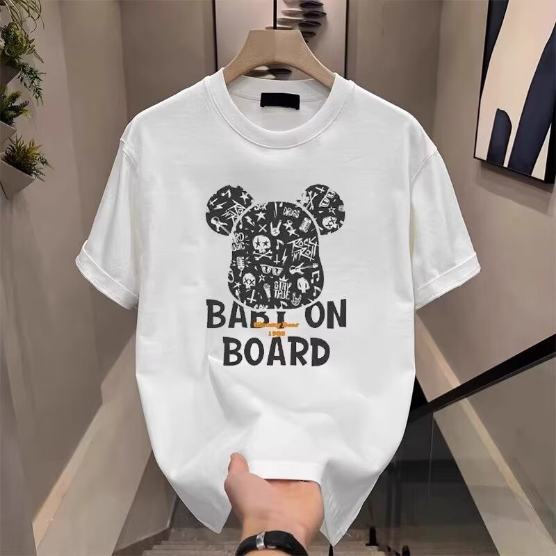 COD 2025 Men's Clothing Plus Size Summer Short Sleeve T-Shirt for Overweight Men Half Sleeve Tee for