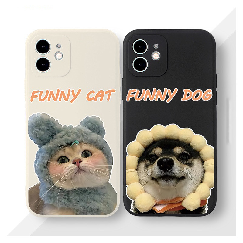 OPPO กรณีแมวและสุนัขสวมหมวก,ยืดหยุ่นสําหรับ Reno 14Pro 13Pro 11Pro 10Pro + 8T 8Pro 8Z 7Z 6Pro 5Pro 4