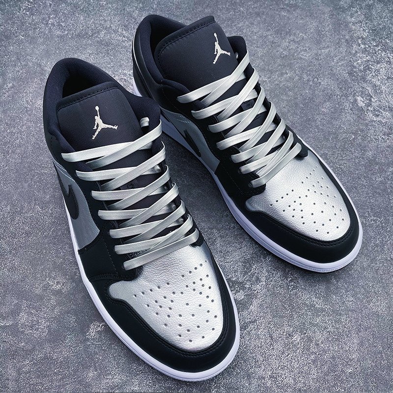 NKMY Original Adapt to AF1 รองเท้าAJ1-low เชือกผูก หนังเงิน โลหะสีดำ