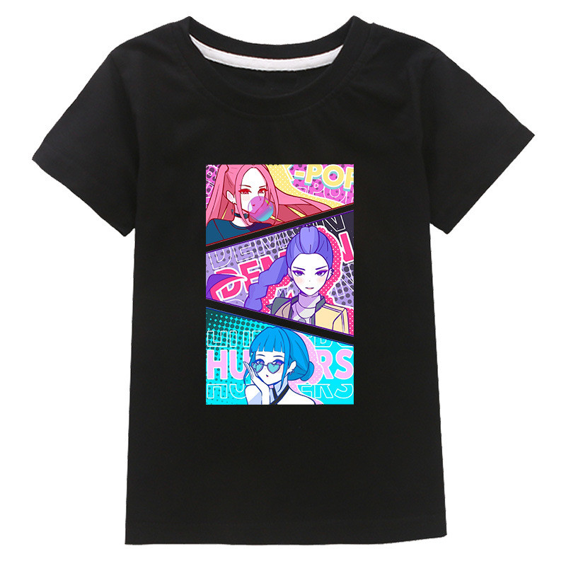 KPop Demon Hunters 2D ลายพิมพ์เสื้อยืดแขนสั้นสำหรับผู้หญิง