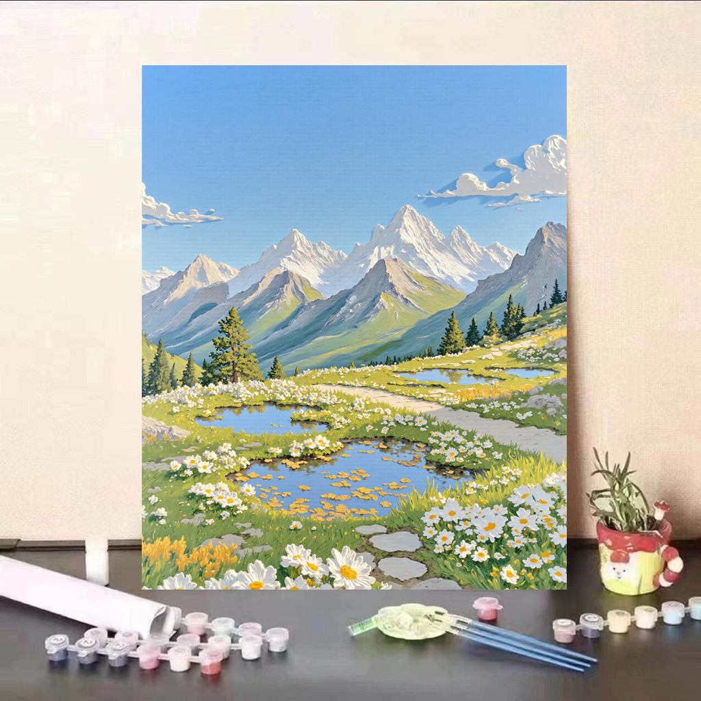 ภาพวาดมือสีน้ำมันดิจิตอล ภาพภูมิทัศน์สำหรับตกแต่งห้องนั่งเล่น ราคา ถูกที่สุด ดีลบีเคเค