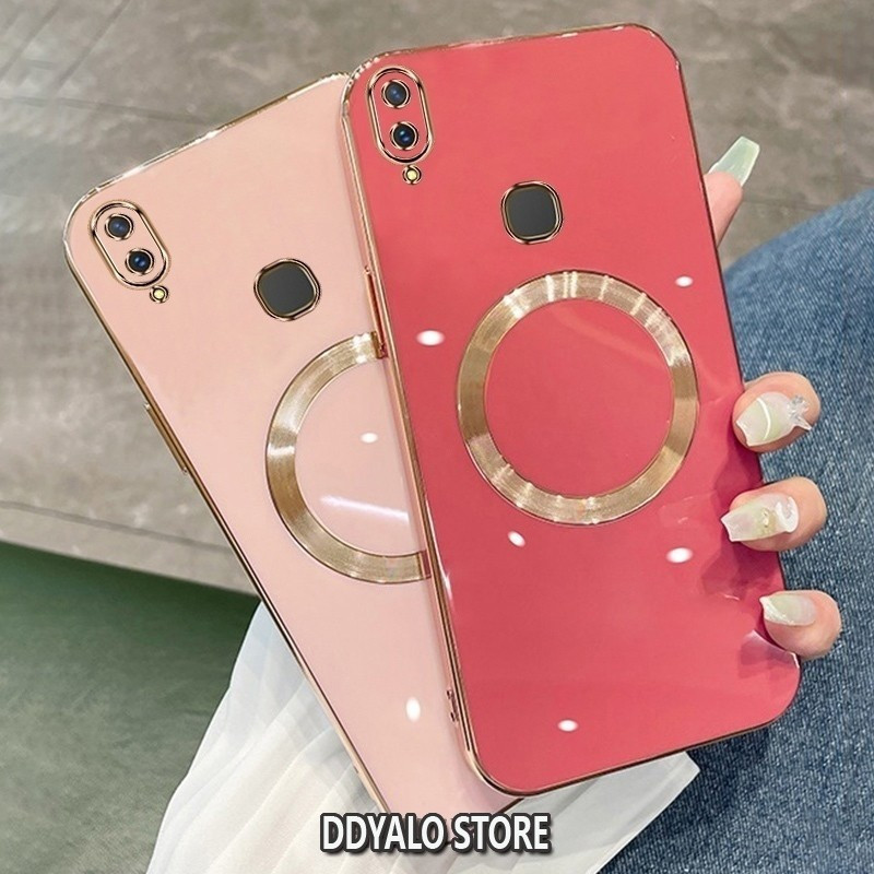 85 กรณีสําหรับ Vivo Y91 Y95 V11i เคสโทรศัพท์ TPU ซิลิโคนด้วยไฟฟ้าพร้อมแม่เหล็กดูดที่เรียบง่ายเคสนิ่มชุบขอบสี่เหลี่ยมฝาครอบ