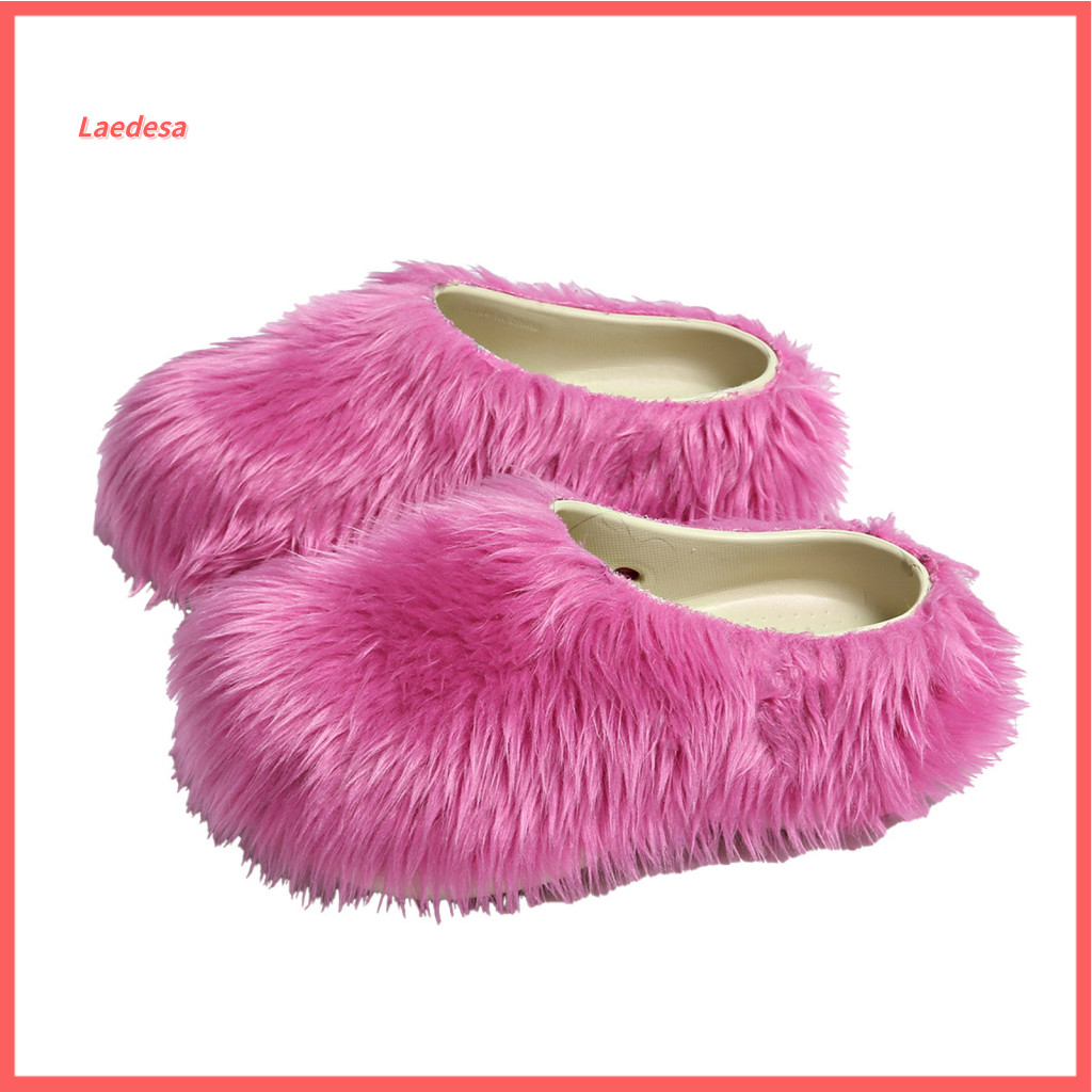 รองเท้าแตะ femur plush สำหรับผู้หญิง สไตล์สบายและอบอุ่น ใช้งานได้ทั้งในบ้านและนอกบ้าน