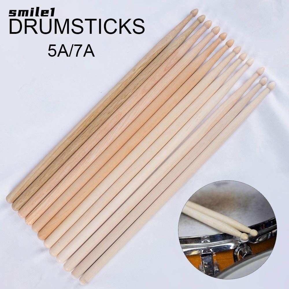 SMILE Drum Sticks, Oak 1 คู่ Drumsticks, Classic 5A/7A Maple Wood Drum Set Drum