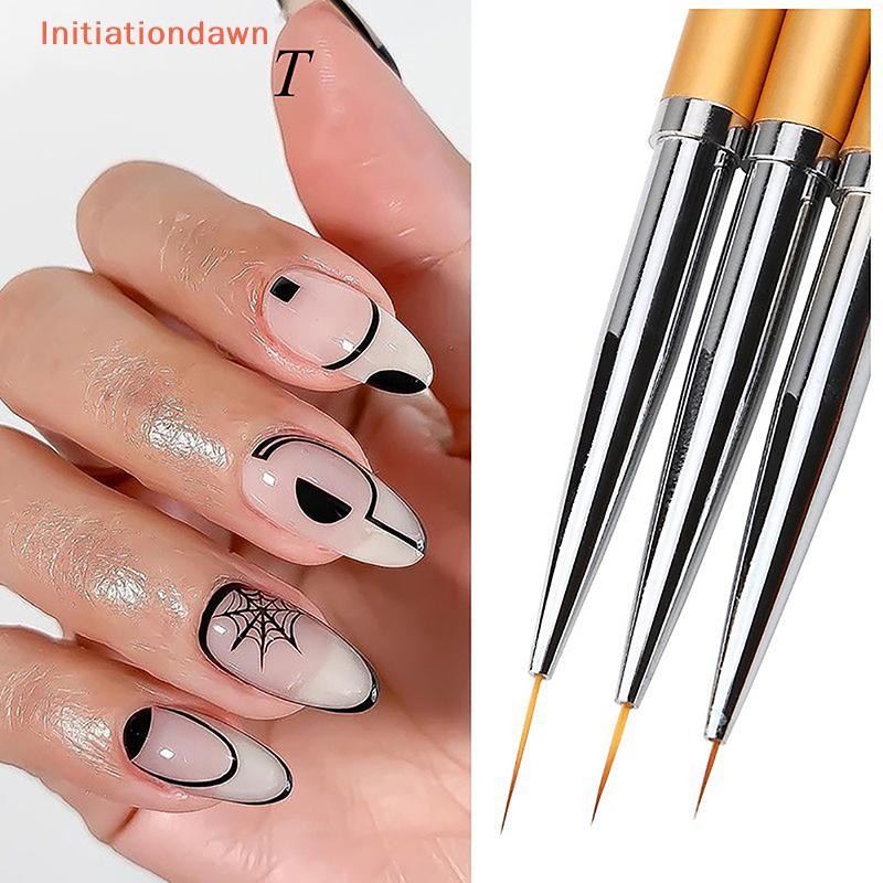 [Initiationdawn] 3pcs French Stripe Nail Art Liner Brush Set 3D Tips Liner DIY Drawing Pen Uv Gel Br