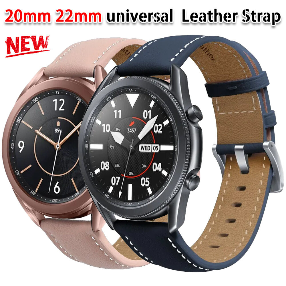สายหนังสําหรับ Galaxy Watch 3 41 45 มม.เกียร์ S3 Frontier สร้อยข้อมือ 22 20 มม.สําหรับนาฬิกา GT2 สาย