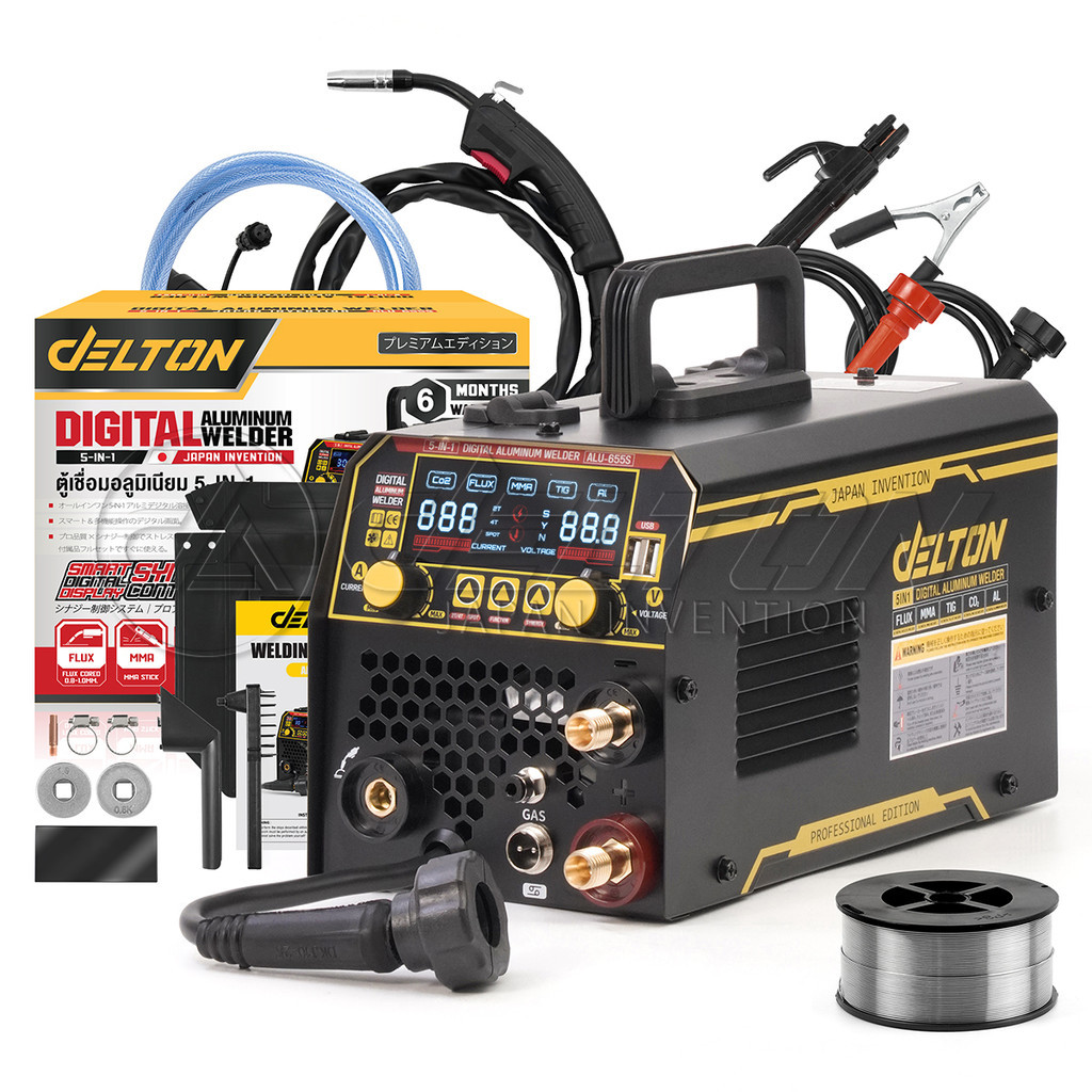 DELTON ตู้เชื่อมอลูมิเนียม ดิจิตอล 5 ระบบ MIG/MMA/TIG/MAG/AL 5-in-1 ต่อแก๊ส CO2 ได้ รุ่น ALU-655S แถมฟรี! อุปกรณ์ครบชุด
