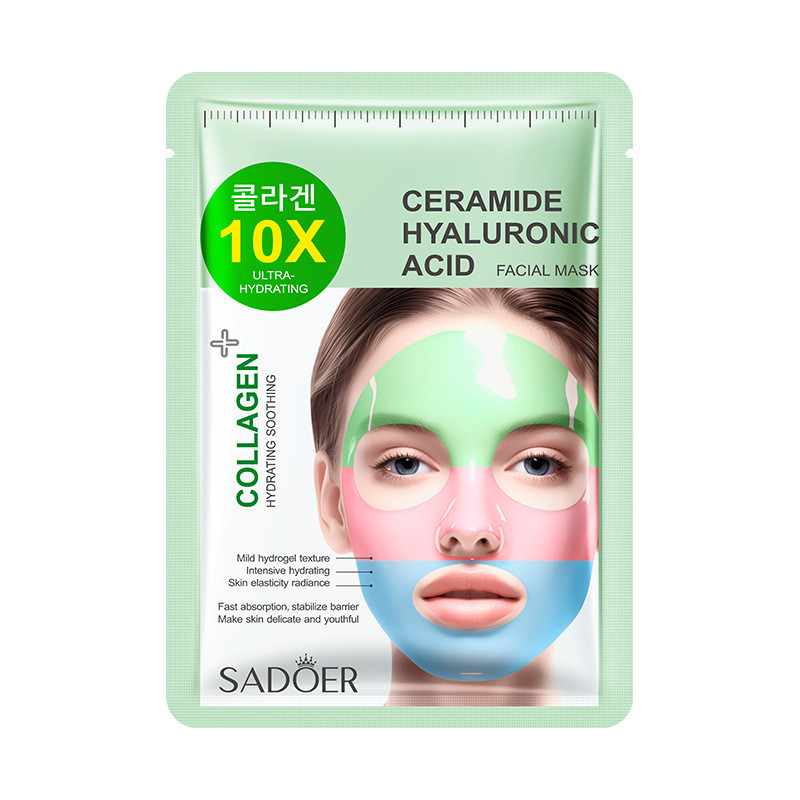 SADOER Collagen Ceramide Moisturizing Hyaluronic Acid Tricolor Mask