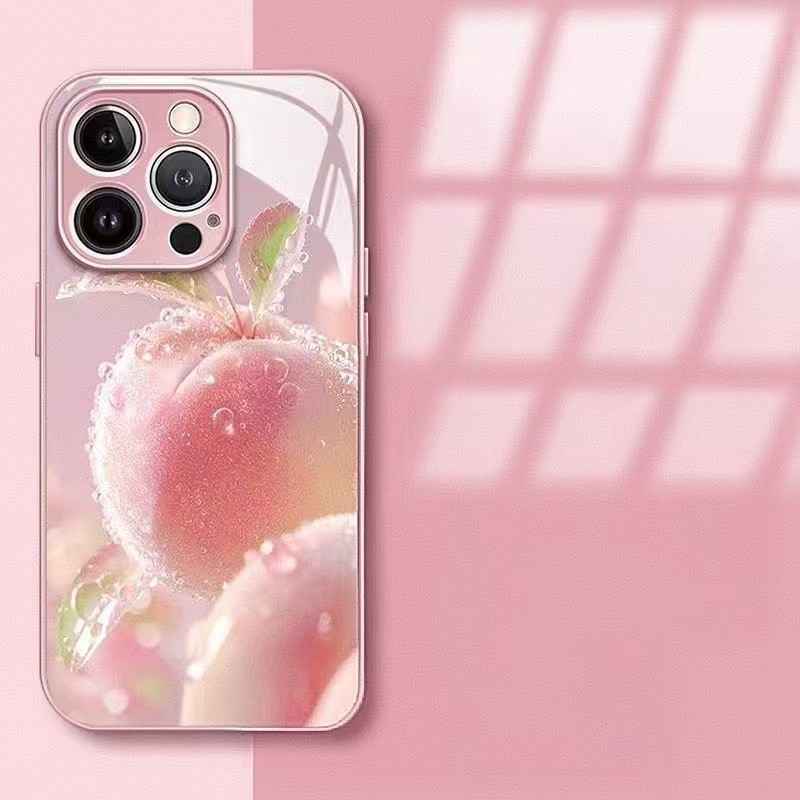 พีชสีชมพูเหมาะสําหรับเคสโทรศัพท์ 17AIR 16PRO 15 เคสแข็ง 14 สนุก 13/X