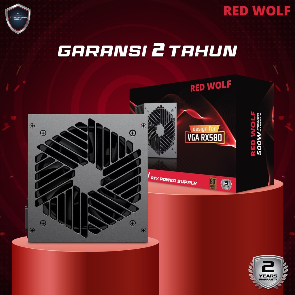 RED WOLF 500W 80% การออกแบบประสิทธิภาพ PSU สําหรับ RX580 - รับประกัน 2 ปี