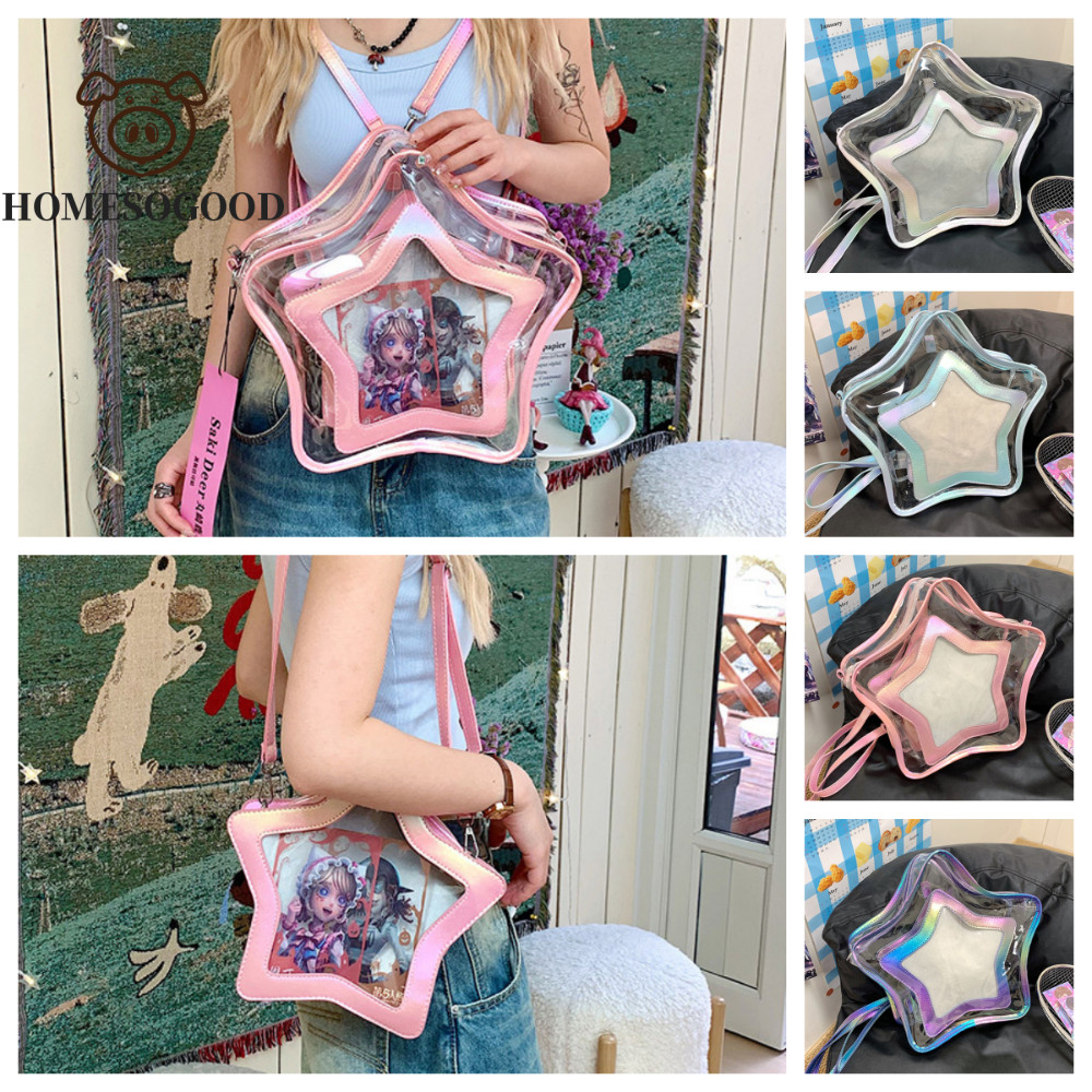 RIUERSTONE Transparent Star Ita Bag, Chic Y2K 2 in 1 Five-Pointed Star Bag, Casual Creative Large Ca