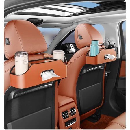 กล่องเก็บของข้างเบาะ 3-in-1 ที่วางโทรศัพท์ + กล่องทิชชู่ + ตะขอแขวน | จัดระเบียบรถ สะดวกใช้