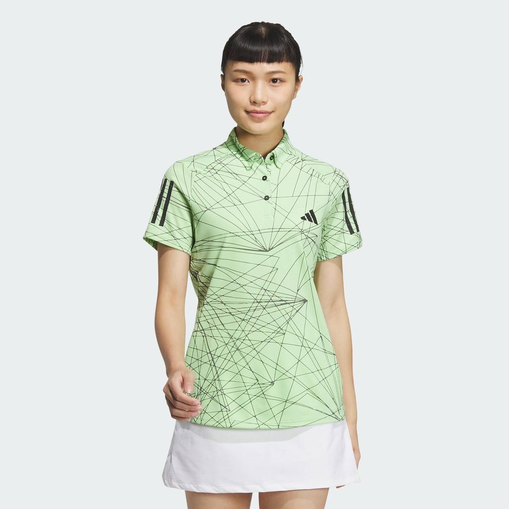 adidas กอล์ฟ เสื้อโปโลแขนสั้นพิมพ์ลาย AEROREADY ผู้หญิง สีเขียว IN6574