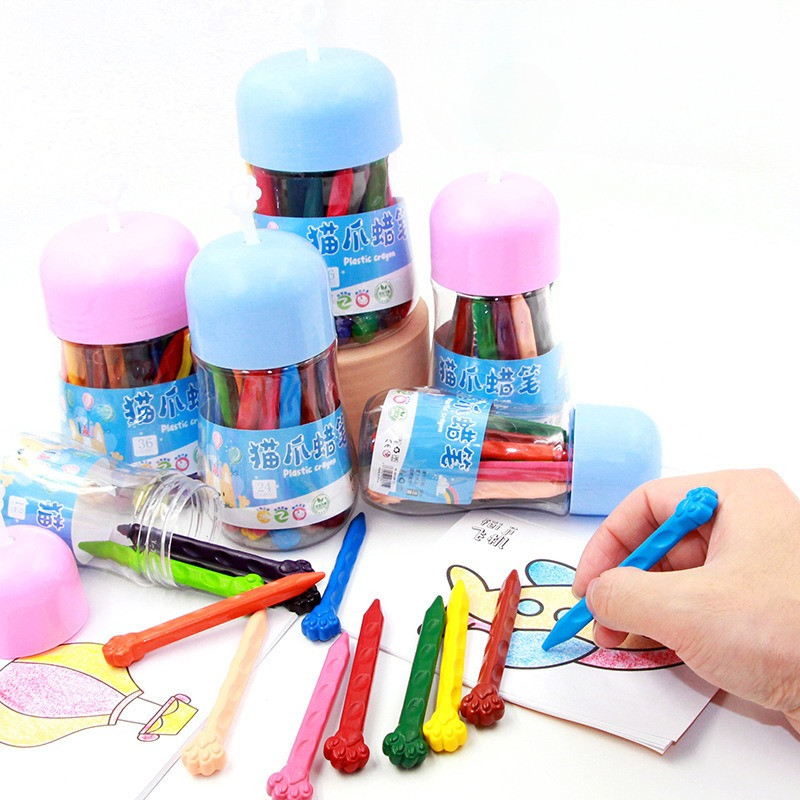 【24 สี/ 36 สี】พลาสติกใหม่ไม่สกปรกมือแมวจัด แต่งสีเทียน - รูปที่ 2