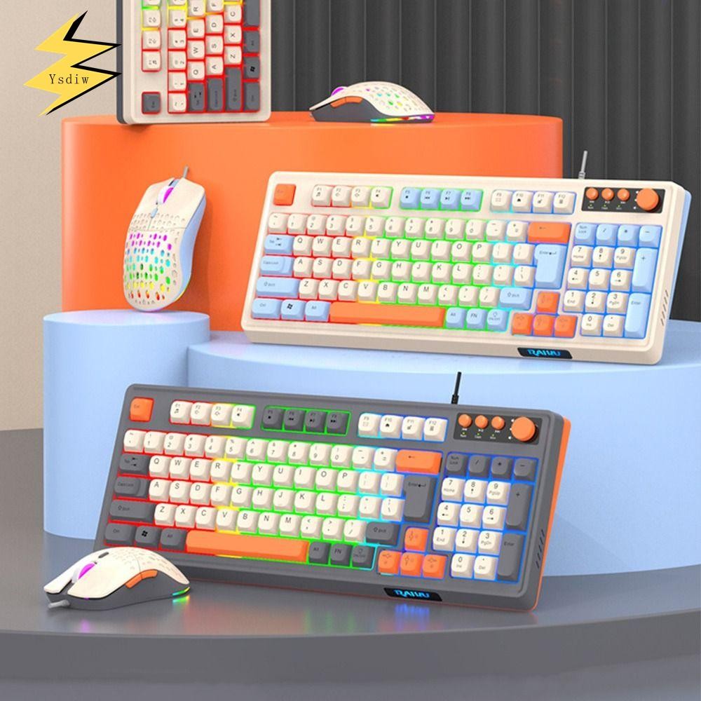 YSDIW RAID T98 คีย์บอร์ด, คีย์บอร์ดเมาส์ชุด, 98 คีย์เค้าโครงการเชื่อมต่อ USB Luminous Gaming Mechani