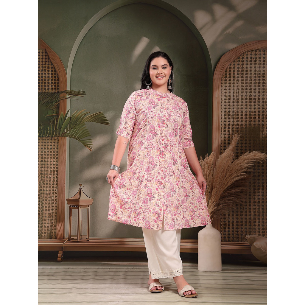 3XL - 6XL Indian Kurti พร้อมกางเกงและ duptta Long Short Women Kurtis Kurta Tunic Top Blouse Plus Set