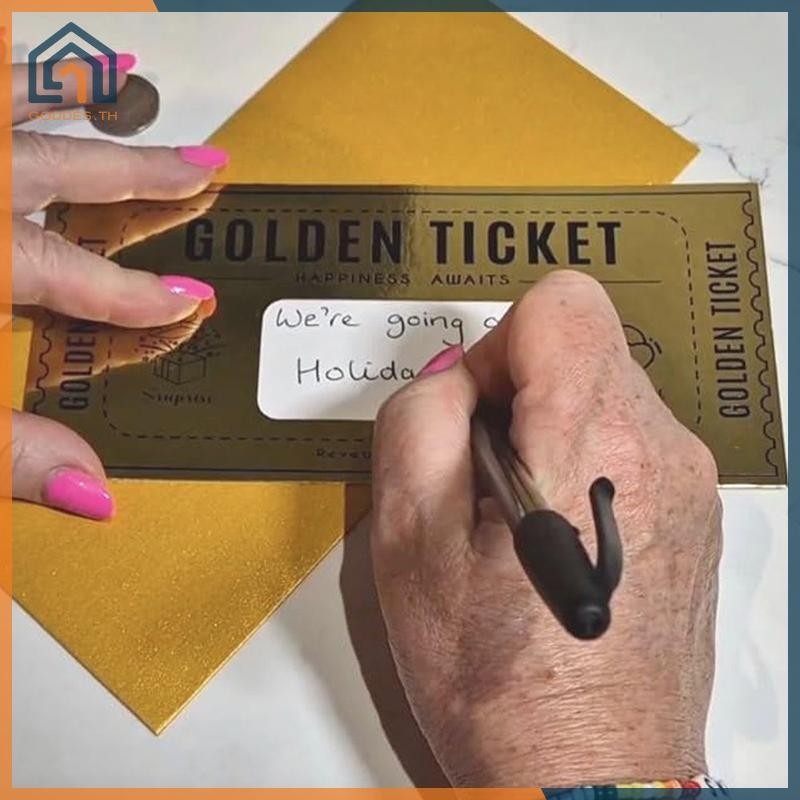 Goddes 1 ชุด Deluxe Golden Ticket Surprise Scratch Off Card Christmas Surprise เปิดเผยการ์ด Scratch 