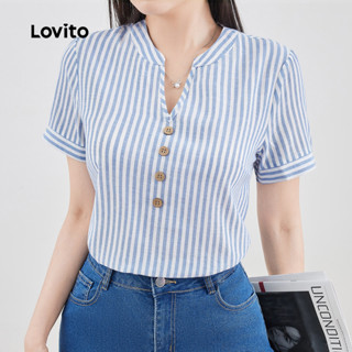 Lovito เสื้อบลาซ่าบูโอโฮ ปุ่ม สบายและอ่อนโยน สำหรับฤดูใบไม้ผ…