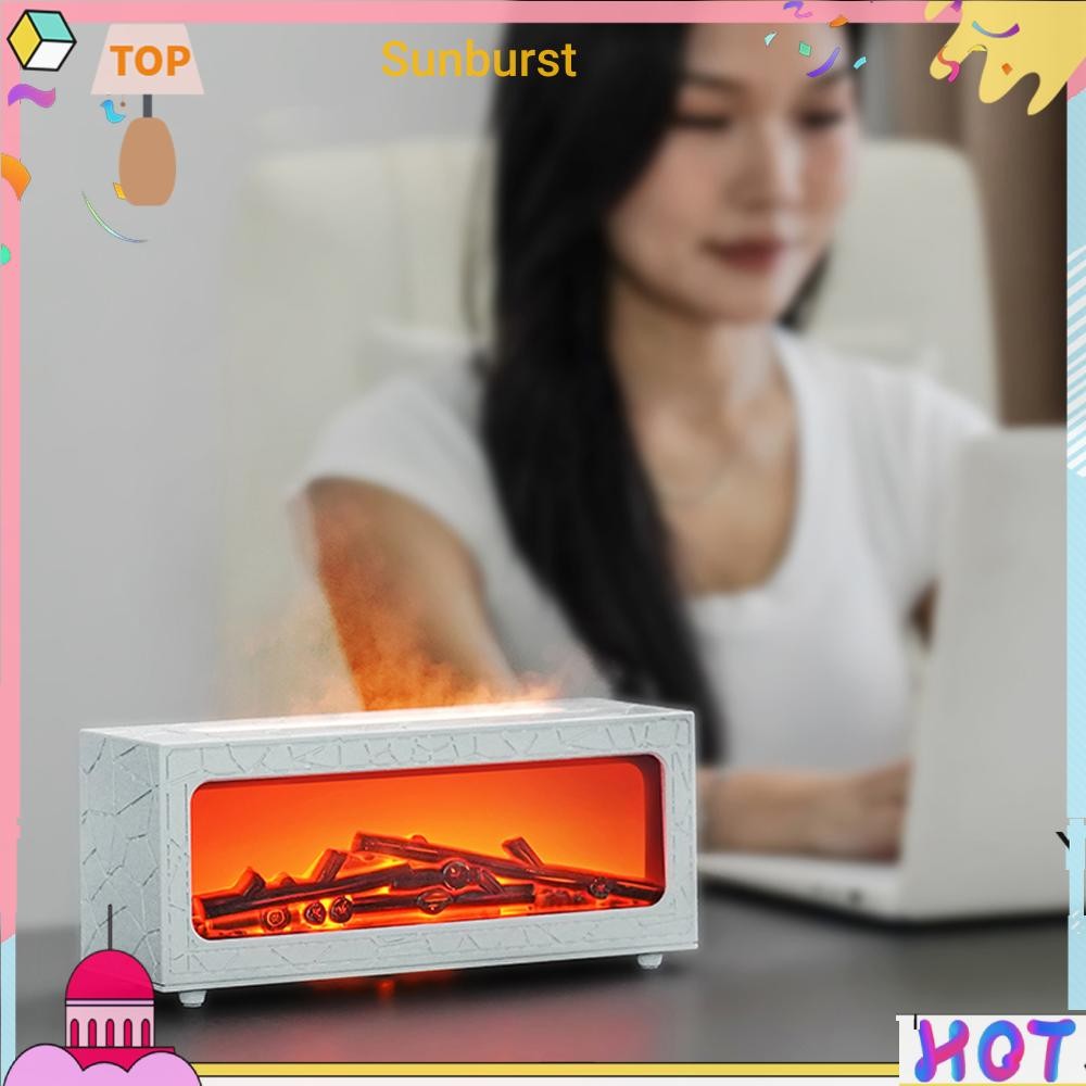 เตาผิงเปลวไฟกระจายน้ํามันหอมระเหย7สีเย็นหมอกความชื้นที่มีตัวจับเวลาอากาศกระจายความชื้นสําหรับบ้านห้องนอนสํานักงานโยคะ[Sunburst11.th]