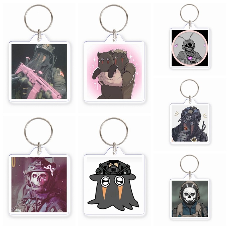 เกมร้อน Call of Duty อะคริลิคพวงกุญแจ Ghost Creative สตรอเบอร์รี่ Konig Feen Meme อะนิเมะ Key Chain 