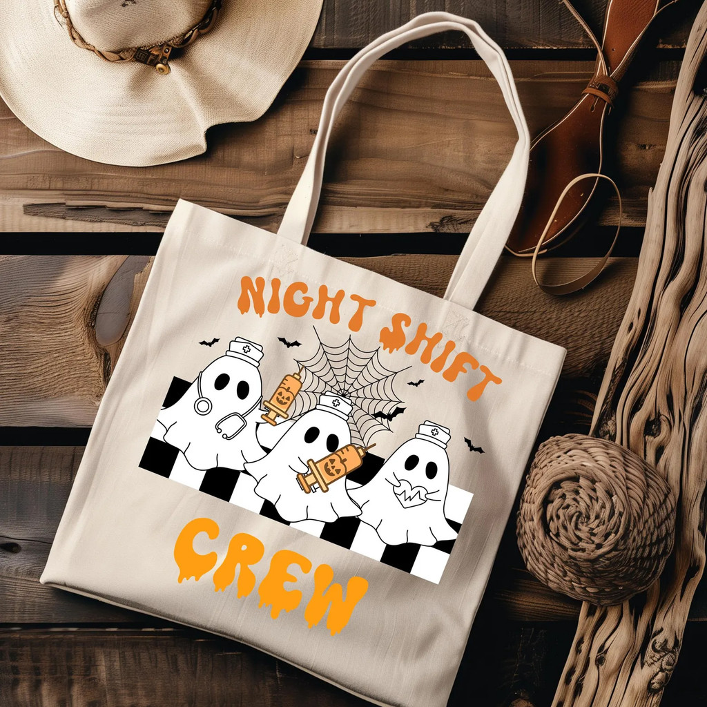 Ghost Reusable Nurse Night Shift Bag, Ghost Shopping Tote Bag, Doctor/Nurse Tote, Medical Night Crew