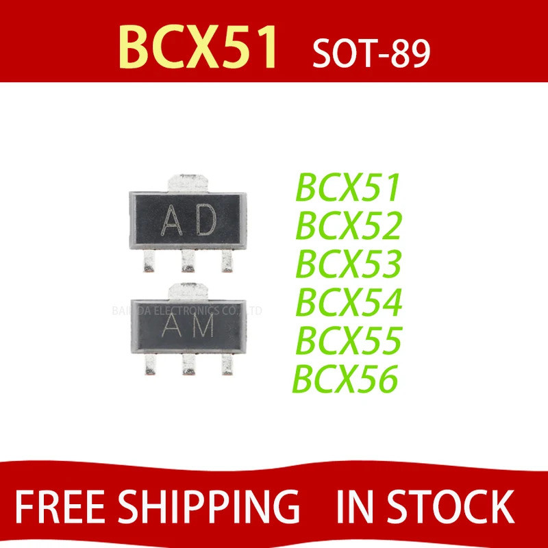 5 ชิ้น BCX51 BCX52 BCX53 BCX54 BCX55 BCX56 MarkingAD AM AL BD BM BL SOT89 SMD ทรานซิสเตอร์