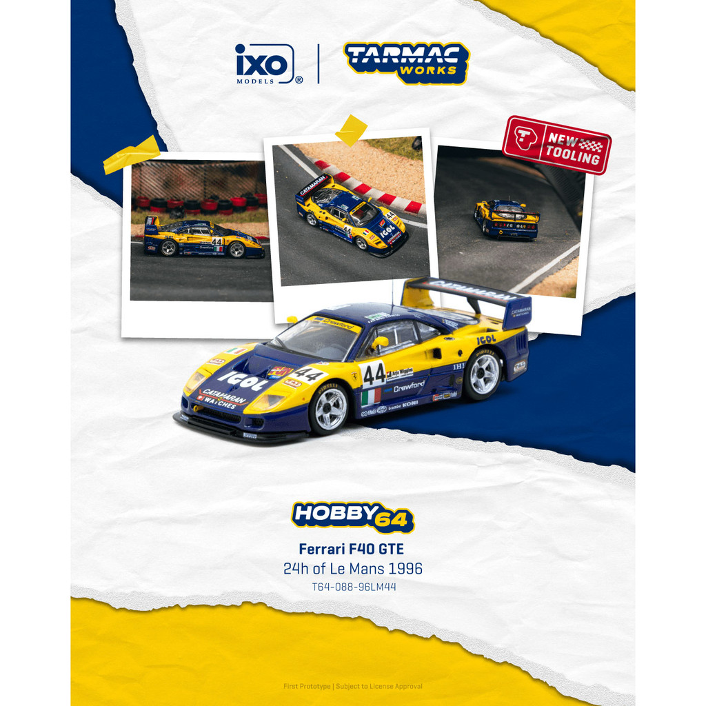 TW 1: 64 Ferrari F40 GTE No. 24h ของ Le No. 44 Alloy Car Model Collection Joint ixo