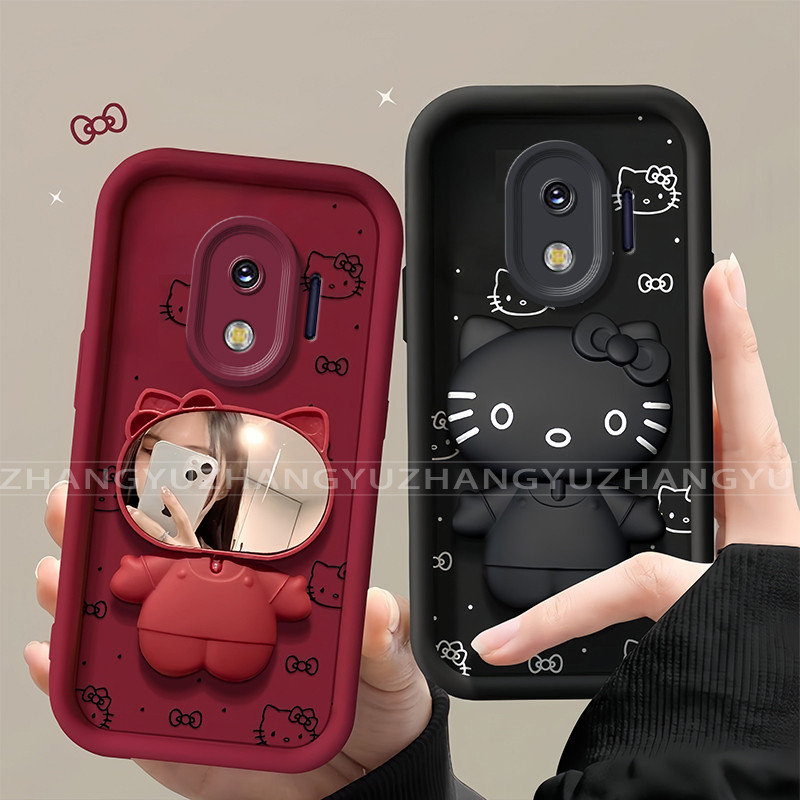 เหมาะสําหรับ Samsung J4 Prime J4 PLUS J7 Prime เคสโทรศัพท์ที่วางกระจกแต่งหน้าแมว anti drop ถุงลมนิรภัยซิลิโคน TPU soft shell 020