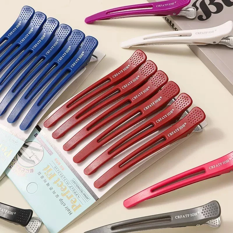 6 ชิ้นจระเข้คลิปผมสีทึบ คลิปตัดผมแบ่งคลิปผมจัดแต่งทรงผม กิ๊บติดผม กิ๊บติดผมมืออาชีพสำหรับร้านทำผม กิ๊บติดผมแบบไร้รอยต่อ