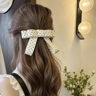 Influencer ins สไตล์ High-End กิ๊บติดผม Headdress Hairpin อุปกรณ์เสริมผม Bow Polka Dot กิ๊บติดผม Bangs คลิปฤดูใบไม้ผลิด้านข้างคลิป