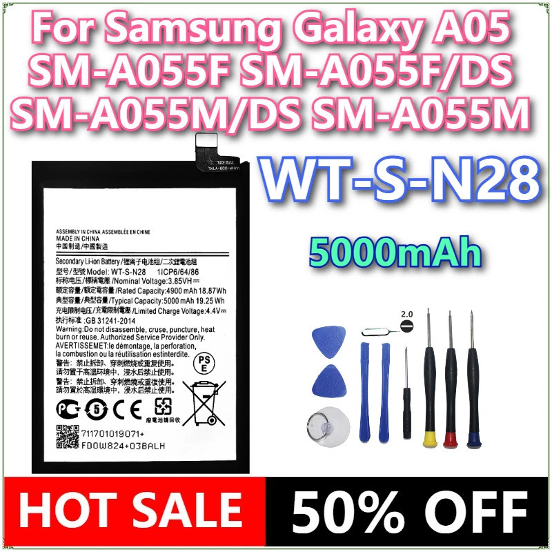 ยี่ห้อใหม่ WT-S-N28 5000mAh แบตเตอรี่โทรศัพท์มือถือสําหรับ Samsung Galaxy A05 SM-AO55F SM-A055F/DS S