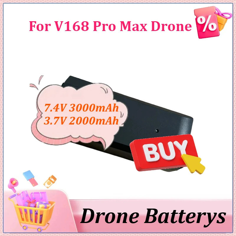 7.4V 3000mAh/3.7V 2000mAh อัพเกรด V168 Pro Max Drone แบตเตอรี่เปลี่ยนสําหรับ V168 RC Quadcopter อะไห