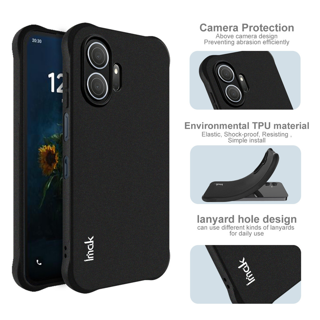 Imak สําหรับ TCL NXTPAPER 70 Pro 5G ปลอกกันกระแทก Frosted Soft TPU Case Matte สีดําซิลิโคนปกหลัง