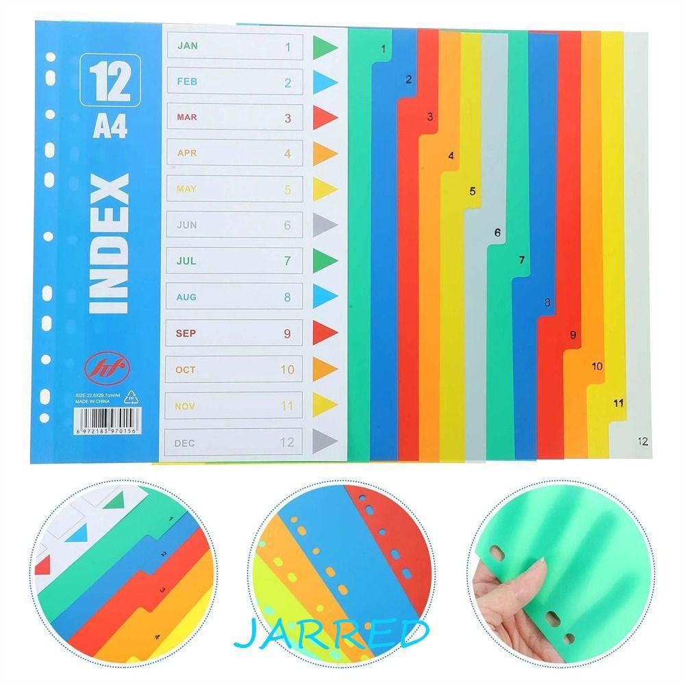 JARRED แบ่งหลวม, 5/10/12/20/31Pages วัสดุ PP ดัชนีแยกหน้า, Binder Tabs A4 ขนาดตัวเลขสี Binder Dividers โน้ตบุ๊ค