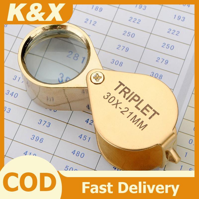 K & X 30x 30x21 มม.แว่นขยาย Jewelers Gold Eye เครื่องมือ Jewellery พับ Loupe แก้วใหม่