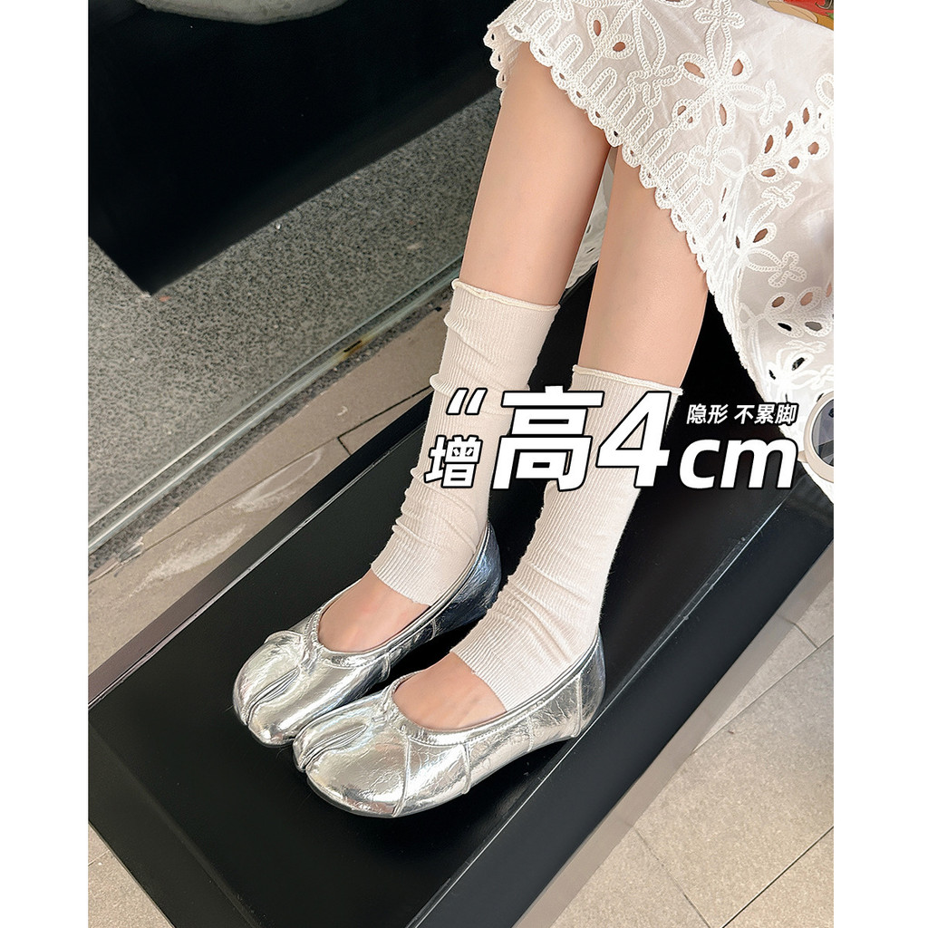 Wei Girl-French Split Toe Shoes Flat Slip-On Pig Hoof Shoes Soft-Soled Pump-On Shoes Women