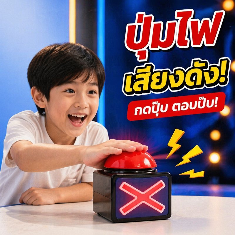 ปุ่มบัซเซอร์ เกมตอบคำถาม ไฟเสียง กดตอบเร็ว อุปกรณ์แข่งขัน ควิซโชว์ ปุ่มกริ่ง เกมปาร์ตี้