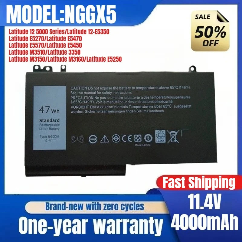 สําหรับ Dell NGGX5 Latitude E5270 E5470 E5570 P23T P48G 6MT4T แล็ปท็อปแบตเตอรี่เปลี่ยนแบตเตอรี่เดิมร