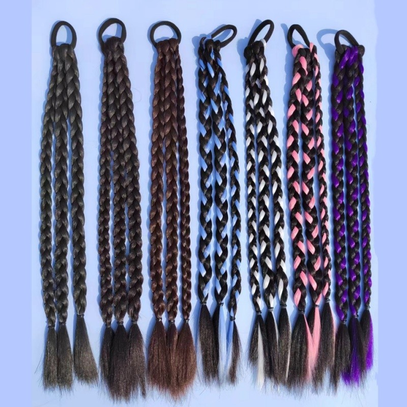 กล่องมวย Braids วิกผม หญิง Influencer สาวร้อนดอกไม้ Braids จําลองผมสาวหางม้าคู่ y2k ถักขนาดเล็ก Brai