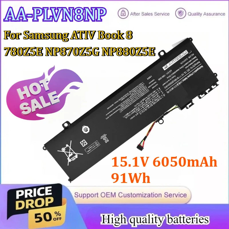 AA-PLVN8NP แบตเตอรี่แล็ปท็อปสําหรับ Samsung ATIV Book 8 780Z5E NP870Z5G NP880Z5E 15.1V 6050mAh 91Wh 
