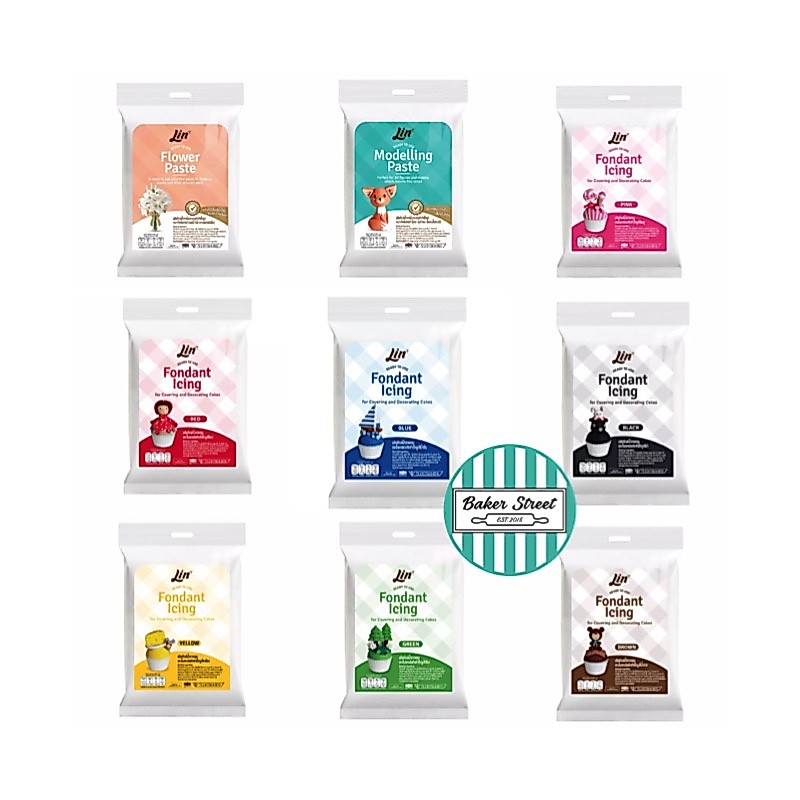 Lin Fondant น้ำตาลฟอนดอนท์ สีขาว ถังเล็ก 750 g
