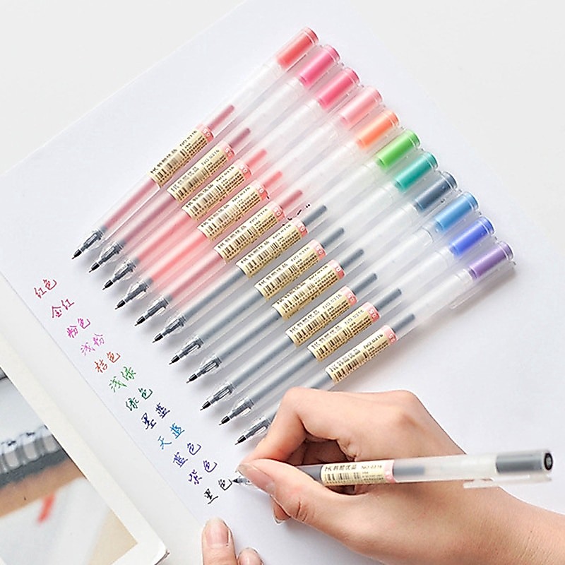 Muji ปากกาเจล 0.5/0.38 มิลลิเมตร 12 สี 12 ด้าม/ชุด