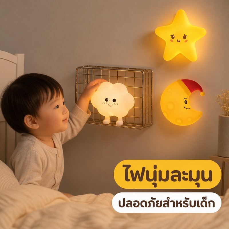 โคมไฟกลางคืน ซิลิโคน แม่เหล็ก แตะเปิดปิด ปรับแสง 3 ระดับ ชาร์จ Type C ไฟตั้งโต๊ะ เมฆ ดาว จันทร์