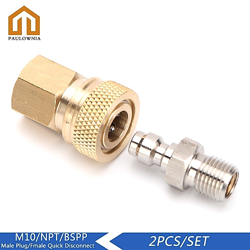 Pcp ปลั๊กเชื่อมต่อเพนท์บอล ตัวผู้ 1/8BSPP 8 มม. M10x1 1/8NPT ตัวเมีย ปลดเร็ว 2 ชิ้น ต่อชุด