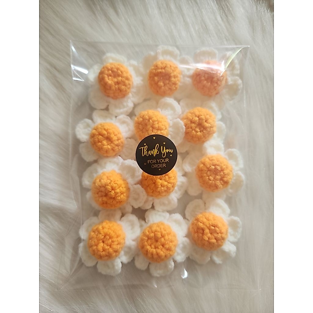 แพ็คละ 12ดอก #คละสีได้ #ดอกไม้ถัก🏵🌼🌸ตกแต่งชิ้นงาน ขนาด 4cm. สวย น่ารักมากกก