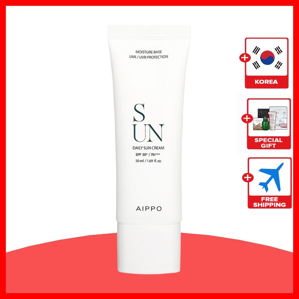 [AIPPO] Daily Sun Cream, SPF 50+, 50ml, 1pc / Korean Sun Cream SPF50 / สูตรบางเบา / ของแท้ 100%