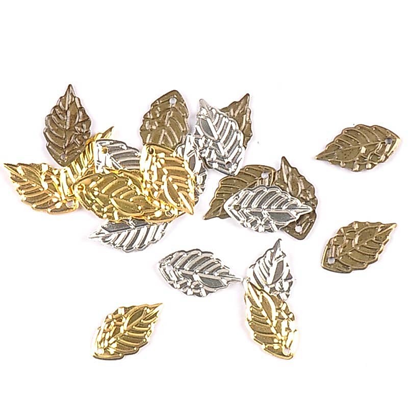 50 ชิ้น 18x10 มิลลิเมตรงานฝีมือโลหะ Filigree ใบ Wraps Connectors Embellishments สําหรับ DIY ตกแต่งบ้านหัตถกรรม Scrapbooking YKL0753