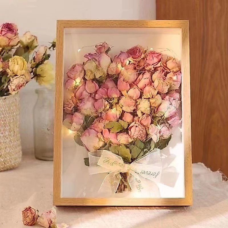 กรอบรูป กล่องใส่ดอกไม้ DIY กรอบรูปดอกไม้แห้ง สําหรับตกแต่งบ้าน