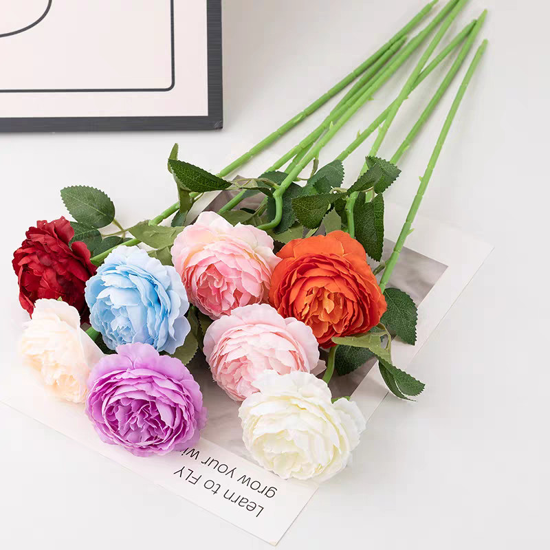 ดอกโบตั๋นเทียม แบบ 1 ก้าน มีหลายสีให้เลือก เหมาะจัดแจกัน ตกแต่งบ้าน ตกแต่งงานแต่ง และเป็นพร็อพถ่ายรูป สินค้าพร้อมส่ง